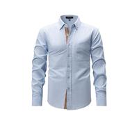 Herren Hemd Langarm, Hemden für Herren Hemdjacke Einfarbig Herrenhemd Regular Fit Vintage Modische Outdoor Musselin Business Hemd Formell Herrenhemden Langarm Freizeithemd für Reisen und Unterwegs