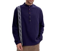 Herren Hemd Langarm, Hemden für Herren Revers Knopfleiste Hemdjacke Einfarbig Herrenhemd Regular Fit Klassiker Basic Trachtenhemd Langarm, Polohemd Business Freizeithemden für Alltag und Freizeit