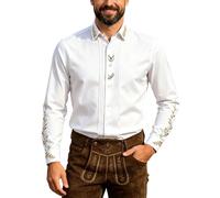 Herren Hemd Langarm Sommer, Festliches Hemd für Bierfeste mit Knopfleiste für Feierlichkeiten