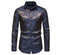 Herren Hemd mit Rosen Aufdruck schmale Passform langärmlig Knopfleiste formelles Hemd Herren Langarm Hemd für Winter und Herbst lässiges Rosen T-Shirt geknöpftes formelles Hemd Revers Rosenoberteil