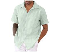 Herren Hemd Sommer Revers Button Down Hemden Bequeme Leicht Freizeithemden Regular Fit Männer Stretchhemd Atmungsaktiv Sommerhemd Lässig Strandhemd Sweatshirt Herren Kurzarmhemd Mint Green XXL
