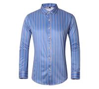 Herren Hemd Vertikale Streifen Shirt Langarm Hemden Essentials Businesshemd Slim Fit Hawaiihemd Männer Sommerhemd Button Down Atmungsaktiv Shirt Leichte Freizeithemden