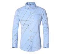 Herren Hemd Vertikale Streifen Shirt Langarm Hemden Essentials Businesshemd Slim Fit Hawaiihemd Männer Sommerhemd Button Down Atmungsaktiv Shirt Leichte Freizeithemden