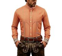 Herren Hemden Langarm, Festliches Button-Down-Hemd mit lässigem Kragen, perfekt für Oktoberfest andere Veranstaltungen. Langärmlig, atmungsaktiv, bequem klassisch-stilvoll - ideal für jeden