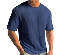 Herren Henley Shirt Sommer Strickhemd Kurzarm T Shirt Unifarbe Modische Rundhals T-Shirt Regular Fit Freizeithemd Kurzarmshirt Sport Atmungsaktiv Tshirt Casual Basic Bequem Tops für Männer 2025