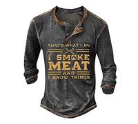 Herren Henleyshirt Schlafanzugoberteile Für Herren Weißes Shirt Herren Henley Hemd Familien Weihnachtspullover Set Coole T-Shirts Herren Sweatshirt Hemden Extra Lang Rumpf(#3 Dark Gray,XXL)