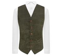 Herren Heritage Check Moosgrün Weste Tweed Tailored Fit, grün, M