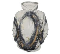 Herren Hoodie 3D Kreisförmiger Tintenklecks Drucken Kapuzenpullover, Moderne Abstrakte Kunst Langarm Sweatshirt mit Taschen Kordelzug Männer Y2k Streetwear Pullover Frühling Herbst Hoodie