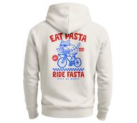 Herren Hoodie Backprint - Design Eat Pasta - Kapuzensweatshirt Rückenaufdruck Männer Fashion Streetstyle - Eat Pasta Ride Fasta urban grey M