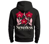 Herren Hoodie Backprint - Orchideen - Kapuzensweatshirt Rückenaufdruck - Orchideen schwarz slim-fit S