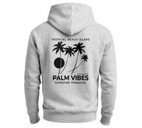 Herren Hoodie Backprint - Palmen - Rückenaufdruck Kapuzen-Pullover Männer Fashion Streetstyle - Palmen grau XXL