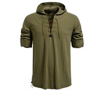 Herren Hoodie Hemd Klassisch All-Match Casual Langarmhemd Leichte Weich Atmungsaktiv Einfarbig Mode Shirt D-Army Green XL