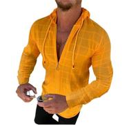 Herren Hoodie Hemd Leichte Atmungsaktiv Einfarbig Mode Shirt Klassisch All-Match Casual Langarmhemd A-Orange XXL