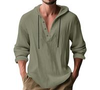 Herren Hoodie Hemd Leichte Atmungsaktiv Halbreißverschluss Einfarbig Langarmhemd Klassisch All-Match Casual Mode Shirt P-Army Green L