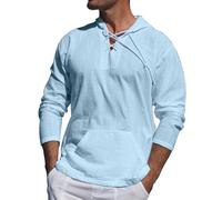 Herren Hoodie Hemd Leichte Weich Atmungsaktiv Einfarbig Langarmhemd Klassisch All-Match Casual Mode Shirt G-Light Blue XXL