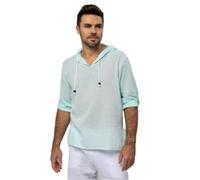 Herren Hoodie Hemd Leichte Weich Atmungsaktiv Einfarbig Langarmhemd Klassisch All-Match Casual Mode Shirt A-Green XL
