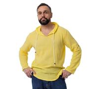 Herren Hoodie Hemd Leichte Weich Atmungsaktiv Einfarbig Langarmhemd Klassisch All-Match Casual Mode Shirt C-Yellow XL