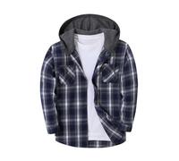 Herren Hoodie Hemd Leichte Weich Atmungsaktiv Kariert Langarmhemd Klassisch All-Match Casual Mode Shirt L-Navy 3XL