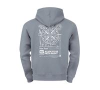 Herren Hoodie Kompass Motiv Backprint | Point North Kapuzenpullover mit Schriftzug Align Your Path Right - Compass convoy grey 4XL