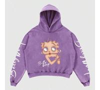 Herren Hoodie mit gewaschener Cartoon-Grafik in Loose Fit, Langarm Oberteil