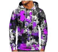 Herren Hoodie Print Sweatshirt mit Kordelzug Kapuze Langarm Pullover Taschen Shirt Winter 2024 Sweatjacke Herren Warm Pulli Lässig Loose Pulli Geschenke Für Männer Jacke Langarmshirt(#D Purple,XXL)