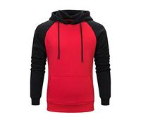 Herren Hoodie Pullover Casual Kordelzug Farbblock Sweatshirt Langarm Kaputzenpullover Hooded Sportwear mit Taschen Loose Fit Hoodie Kapuzen-Sweatshirt Leichte Atmungsaktive Trainingsanzug Top