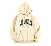 Herren Hoodie Pullover mit Kapuze Kapuzenpullover für Männer Herren L Los Angel Männer Brief Grafik Kapuzendruck Rundhals Langarm Sweatshirt Tops, XL, X01 Beige