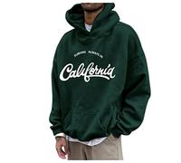 Herren Hoodie Pullover mit Kapuze Kapuzenpullover für Männer L Los Angel Brief Grafik Kapuzendruck Rundhals Langarm Sweatshirt Tops, X03 Grün