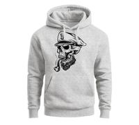 Herren Hoodie Totenkopf Kapitän Captain Skull Sailor Totenschädel Kapuzen-Pullover Männer - Captain Skull 2 grau 3XL