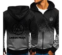 Herren-Hoodies für Linkin Park,Kapuzenpullover,Teenager-Pullover,Reißverschlussjacke,langärmelig,Trainingsanzug-Oberteile, leicht, Kapuzenpullover für Jungen,lässiger Kapuzenpullover,Grey-Adults/L