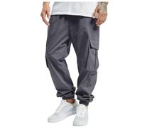 Herren Hose Chino Cargo Hosen Jogginghose Männer Cargohose Baumwolle Sporthose Casual Sweatpants Freizeithose Elastische Taille Wanderhose Arbeitshose Ripstop Taktische Hosen mit Taschen (Grey, XXL)