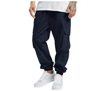 Herren Hose Chino Cargo Hosen Jogginghose Männer Cargohose Baumwolle Sporthose Casual Sweatpants Freizeithose Elastische Taille Wanderhose Arbeitshose Ripstop Taktische Hosen mit Taschen (Navy, L)
