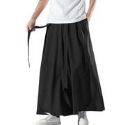 Herren Hose Rock Traditioneller Kilt Japanischer Stil Samurai Rock Hose Trend Freizeithose Herrenhose Einfarbig Samurai Hakama Haremshose Baggy Streetwear Vintage Gothic