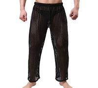 Herren Hose transparent Netz Nachtwäsche Männer Reizvoll Unterwäsche Nylon Hose Herren Mesh durchsichtige Lange Hose Sheer Pant Männer Hose Netz-Stoff aus feinster Tüll Stoff