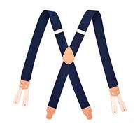 Herren-Hosenträger in X-Form, strapazierfähig, Leder, Knopfende, hohe elastische Träger, einfarbig, DM-55, blau, wide 3.5 cm