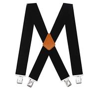 Herren Hosenträger X Rücken 5,1 cm breit mit extra schweren Clips verstellbare elastische Hosenträger für große und große Männer Strapse - Schwarz - Einheitsgröße