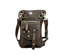 Herren-Hüft-/Beintasche aus echtem Rindsleder, Vintage-Nieten-Umhängetasche mit Mehreren Taschen for Motorrad- und Outdoor-Reisen