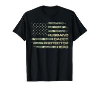 Herren Husband Daddy Protector Hero Fathers Day Camo American Flag Preisgünstiges Grafik-T-Shirt
