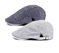 Herren Hut aus Baumwolle, flach, Ivy Gatsby Zeitungsjunge Jagdhut, 2 Stück - mehrfarbig - Einheitsgröße