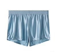 Herren Ice Silk Glatte Solide Boxershorts Trunks Unterwäsche Loose Fit Nahtlose Bequeme Nachtwäsche Atmungsaktives Material für Alltag (Lblau)