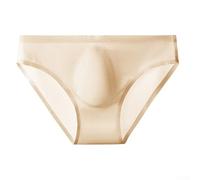 Herren Ice Silk Slip, niedrige Taille, nahtlos, ultradünn, atmungsaktiv, schnelltrocknend, bequeme Passform (XL Aprikose)