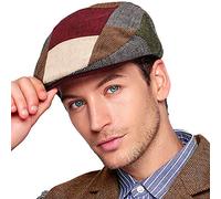 Herren Ivy Gatsby Newsboy Cap - Klassische Wollmischung Tweed Flat Cap Cabbie Hat Herren - Rot - 7.625