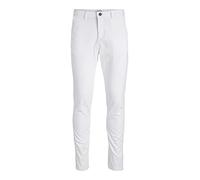 Herren Jack & Jones Chino Hose | Stretch Pants Konischer Schnitt | Slim Fit Look JPSTMARCO JJBOWIE, Farben:Weiß, Größe Hosen:30W / 32L, Z-Länge:L32