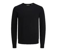 Herren Jack & Jones Dünner Langarm Strickpullover | Rundhals Basic Sweater | Shirt Jumper JJEEMIL, Farben:Schwarz, Größe Pullover:XL
