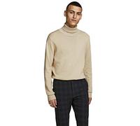 Jack & Jones Emil Knit Roll Neck Detail Melange Pullover 2XL Oatmeal