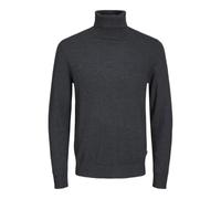 Herren Jack & Jones Dünner Rollkragen Strickpullover | Klassischer Rundhals Sweater | Langarm Basic JJEEMIL, Farben:Dunkelgrau, Größe Pullover:XS