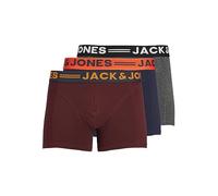 Boxer JACK & JONES "JAC Lichfield Trunks", Herren, Gr. XXL, 3 Stk., bunt (anthrazit, meliert, navy, bordeaux), Jersey, Obermaterial: 95% Baumwolle, 5% Elasthan, bedruckt, meliert, Unterhosen, mit kont