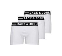Herren Jack & Jones Set 3er Pack Sense Trunks Boxershorts Stretch Unterhose Slim Basic Unterwäsche, Farben:Weiß, Größe:XXL