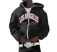 Herren Jacke Hoodies mit Los Angeles Y2K Zip Up Harajuku für Paare Sweatshirt Vintage Kapuzenjacke Unisex Sweatjacke mit Kapuze 90er E-Girl Top Veste