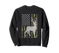 Herren Jagd US-Flagge Camouflage Hirsch Jäger Big Buck Sweatshirt